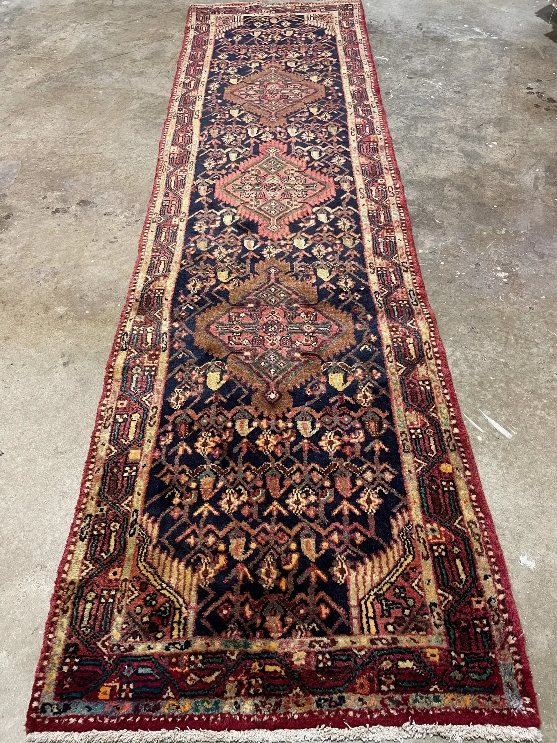A rug with a detailed pattern on it.