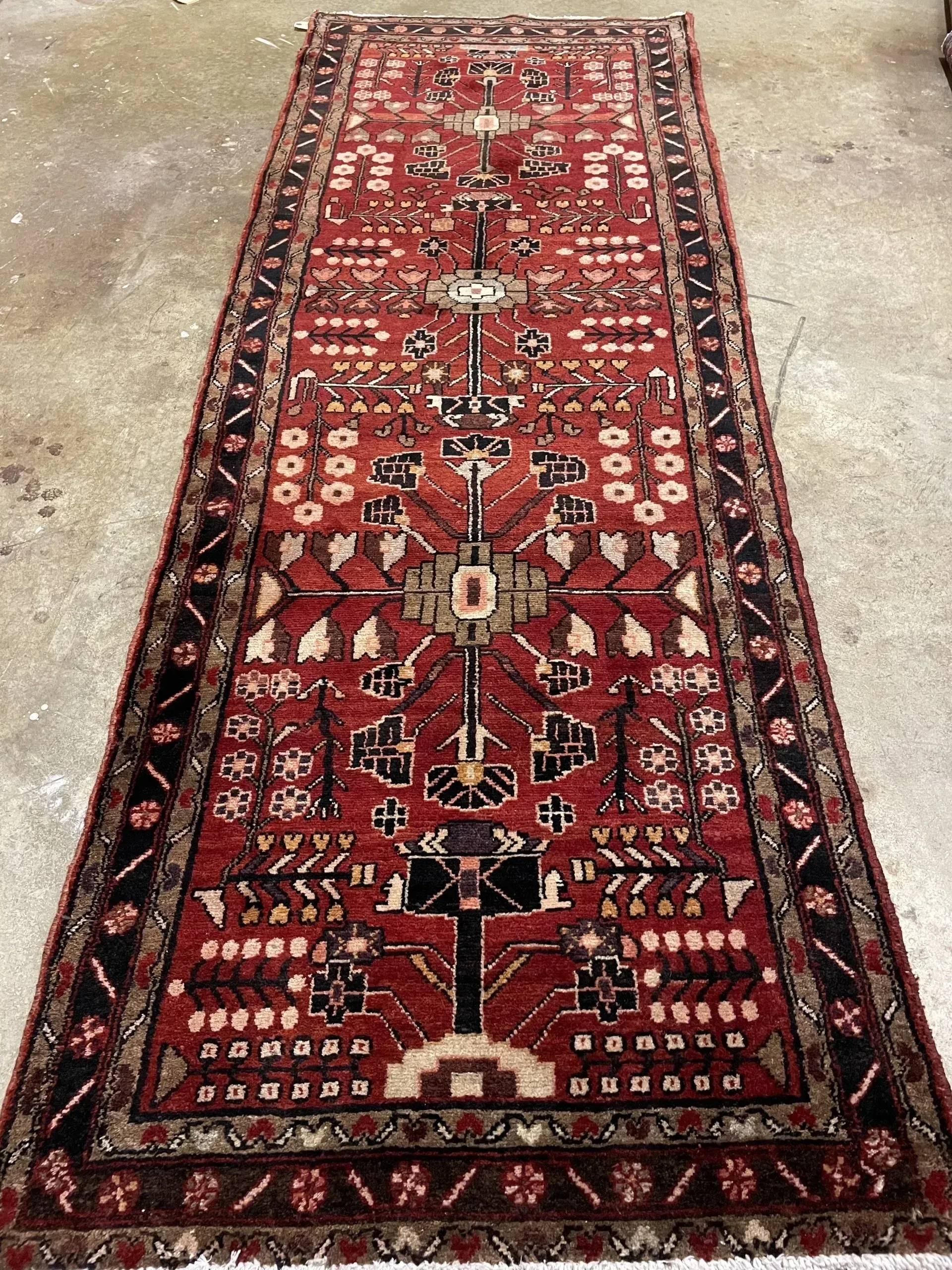 A rug with a detailed pattern on it.