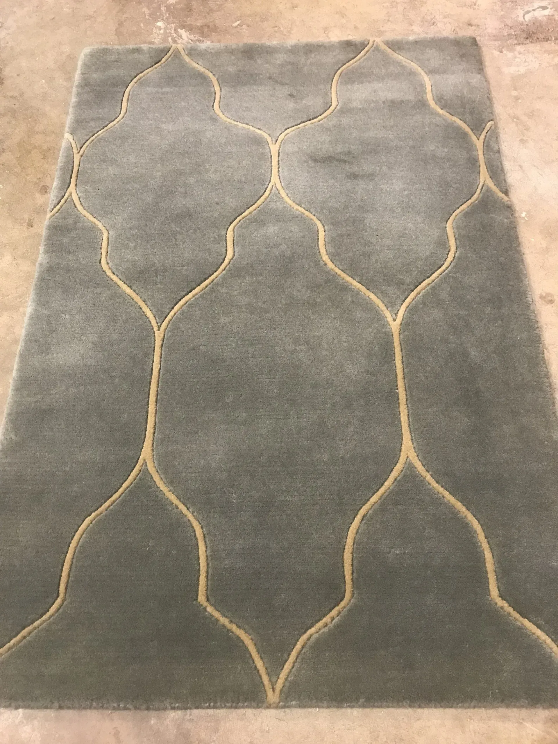 A rug with a detailed pattern on it.