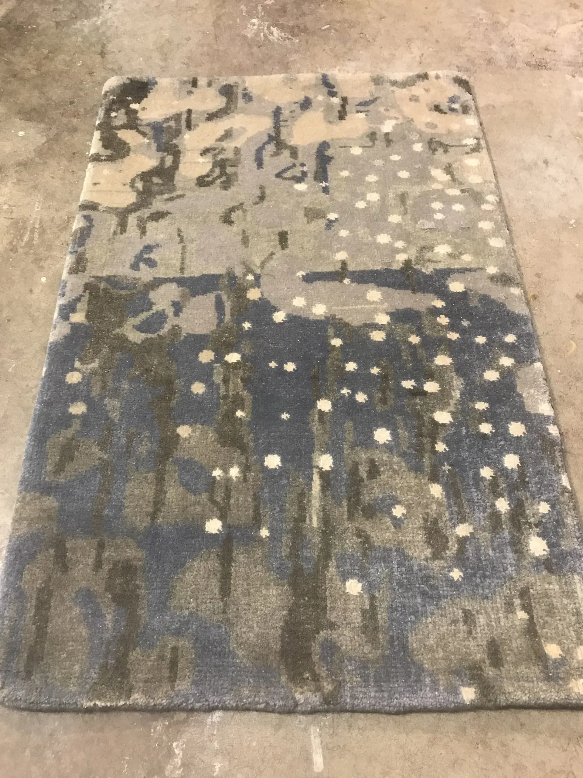 A rug with a detailed pattern on it.