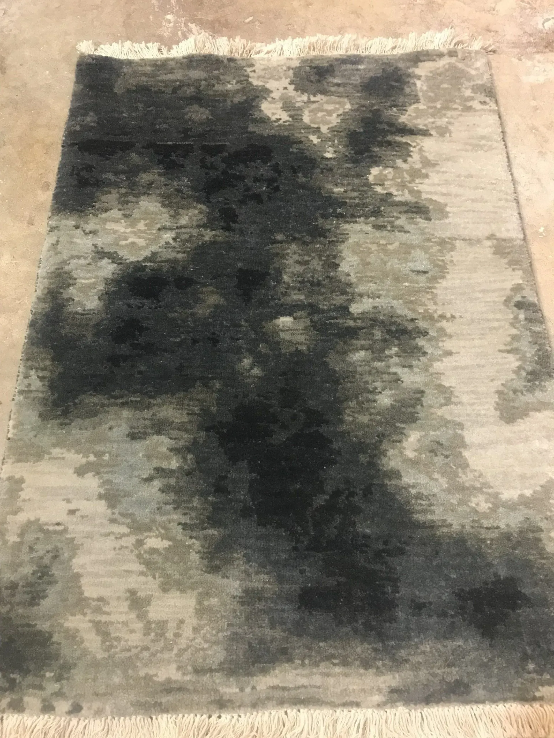 A rug with a detailed pattern on it.