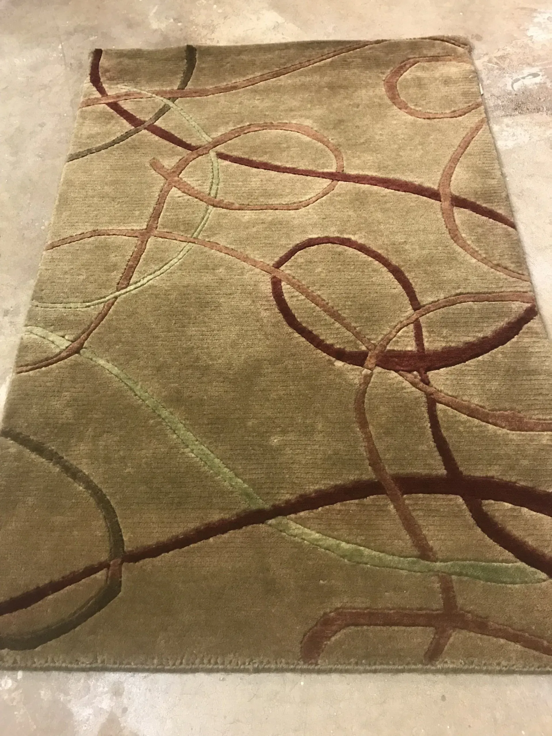 A rug with a detailed pattern on it.