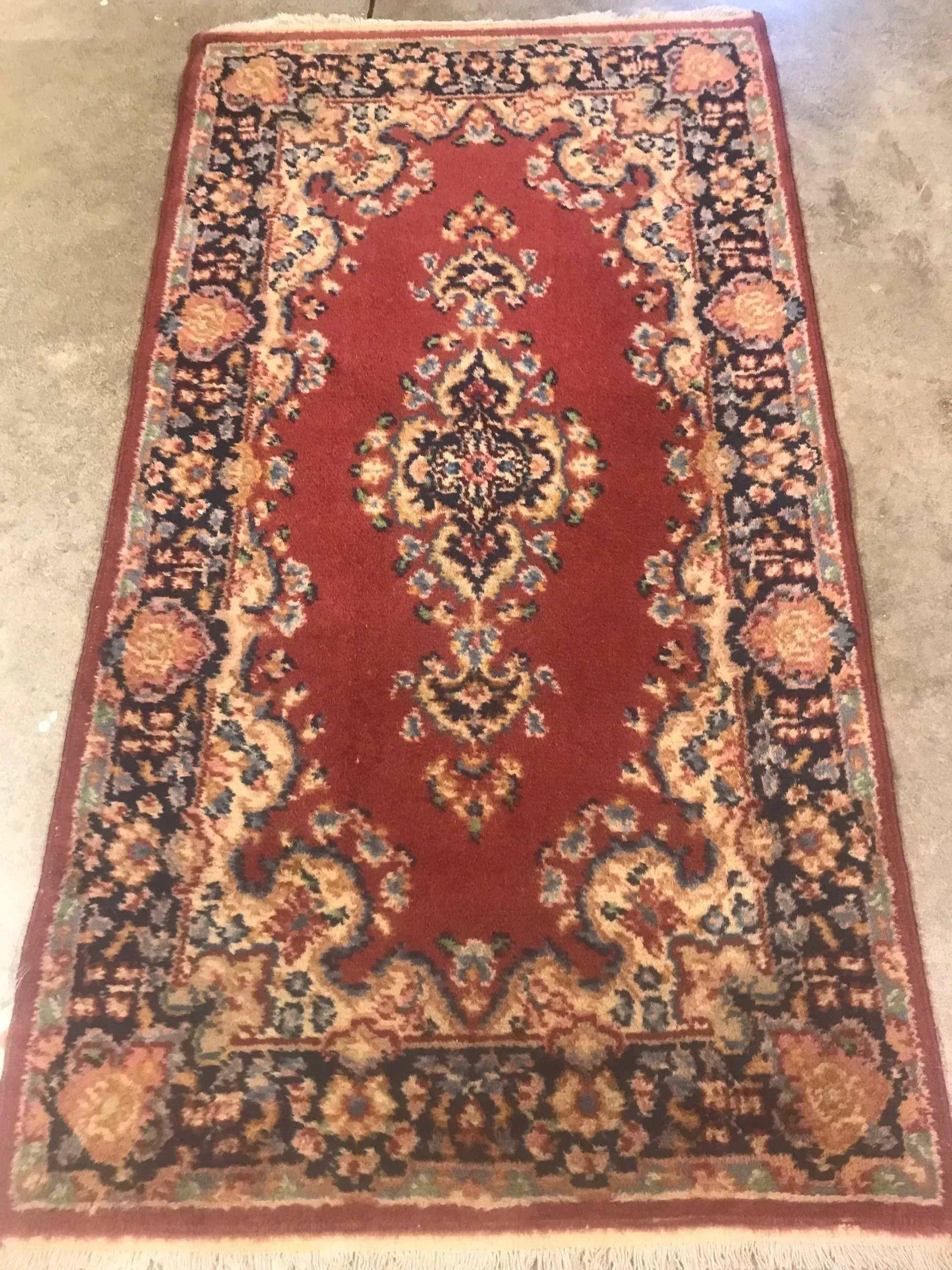 A rug with a detailed pattern on it.