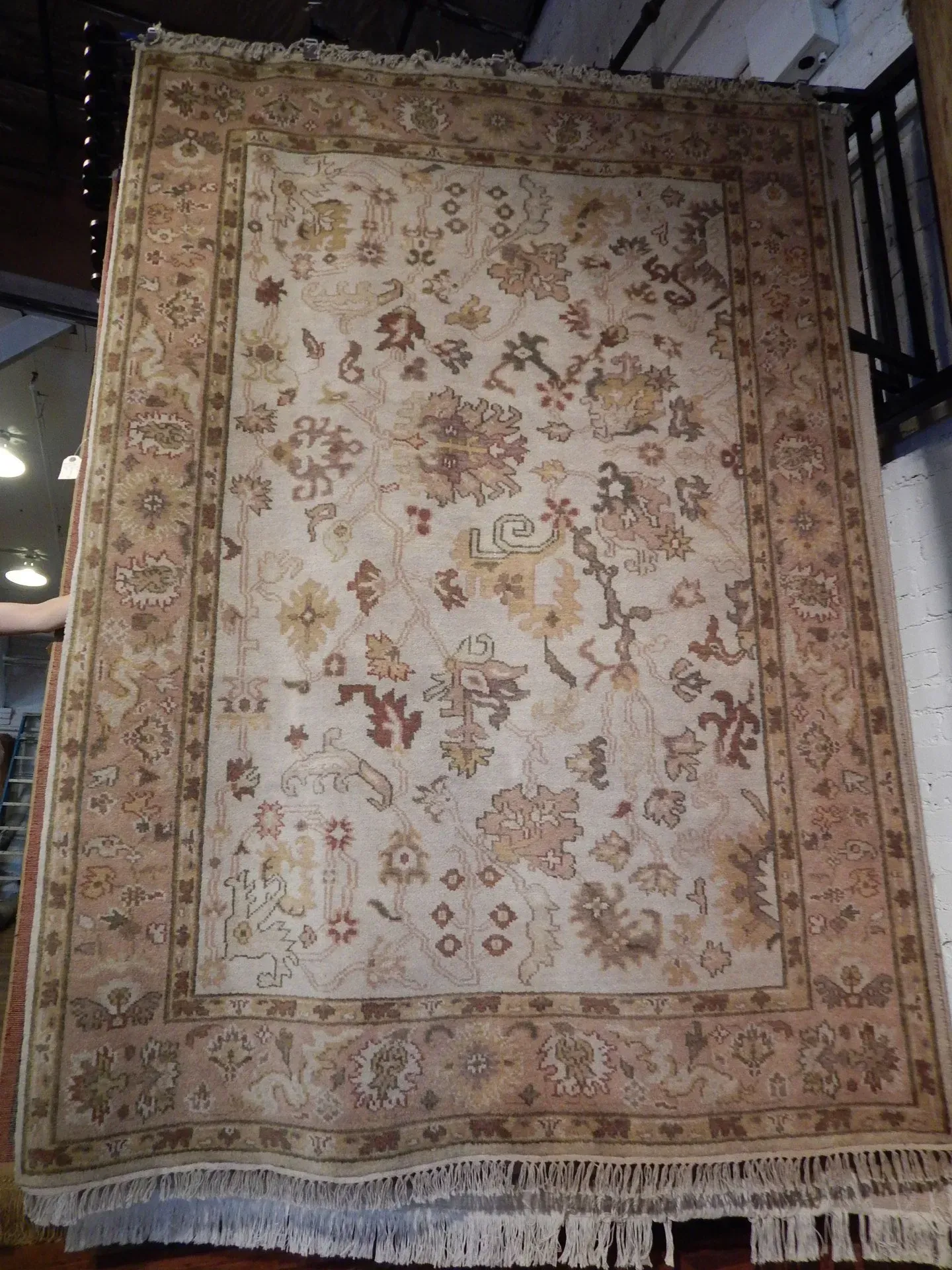 A rug with a detailed pattern on it.