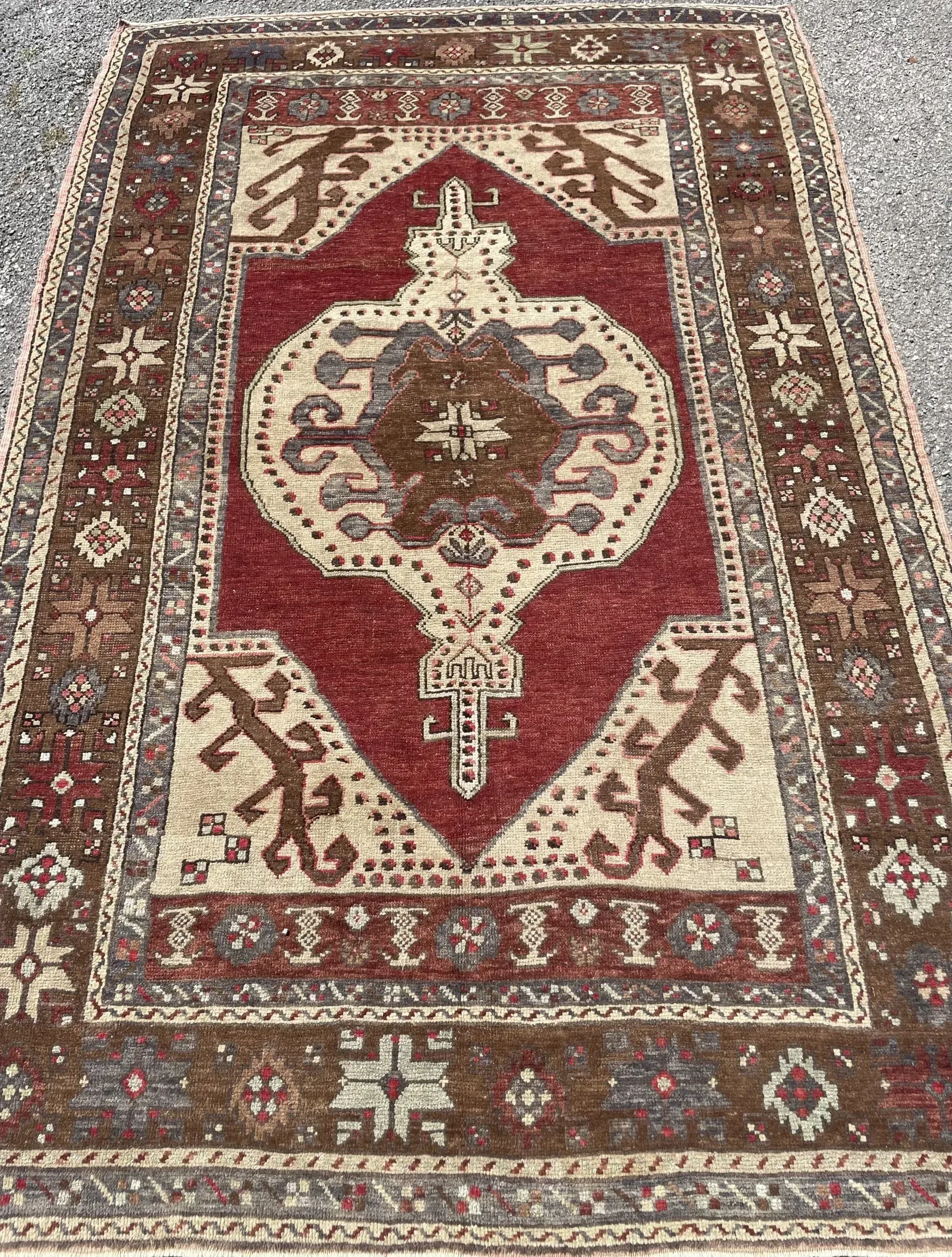 A rug with a detailed pattern on it.