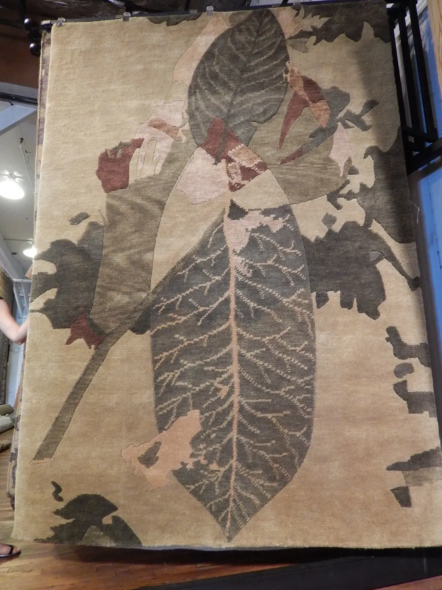 A rug with a detailed pattern on it.