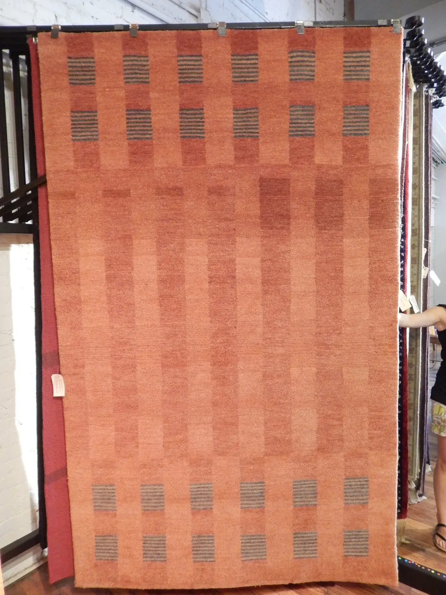 A rug with a detailed pattern on it.