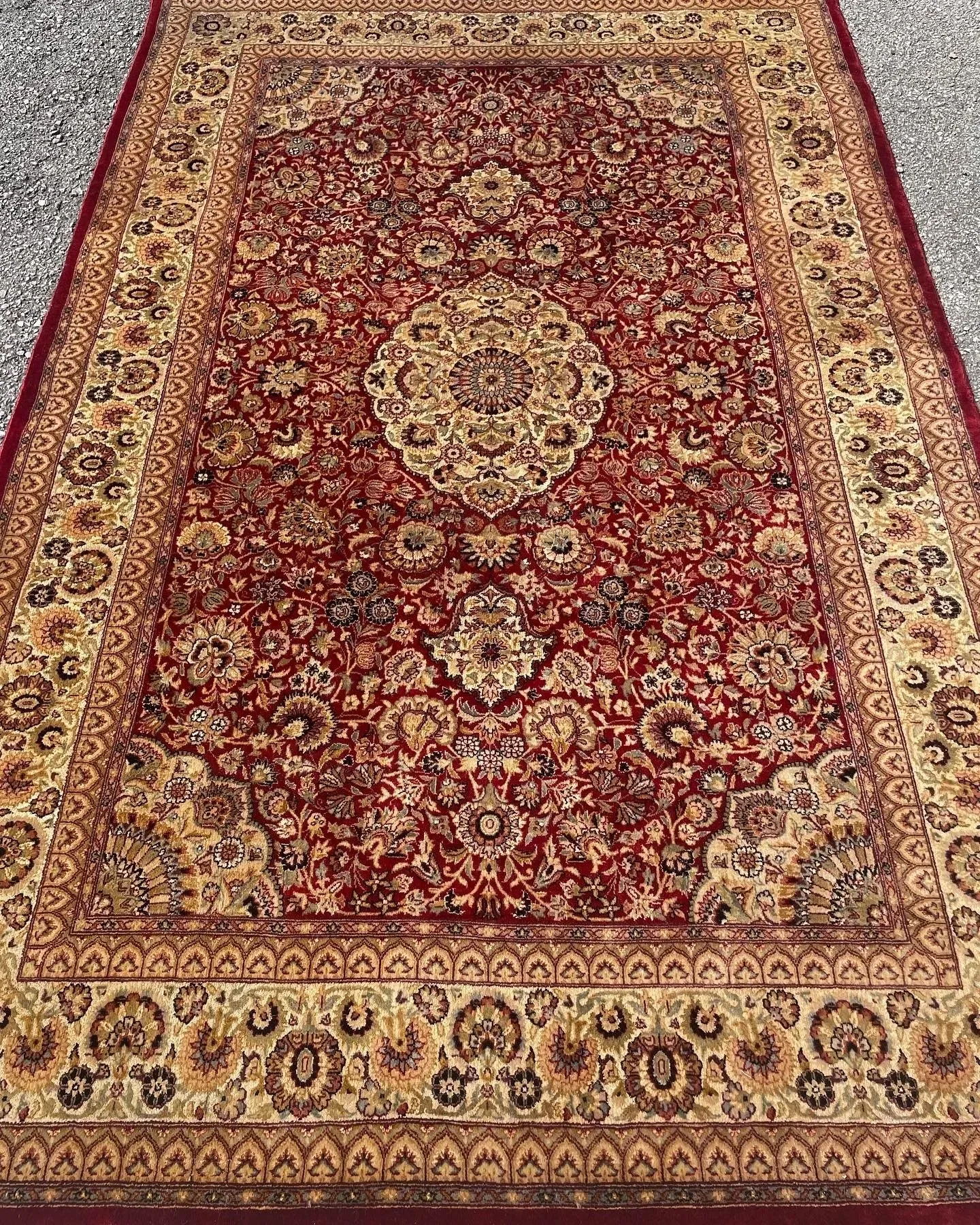 A rug with a detailed pattern on it.