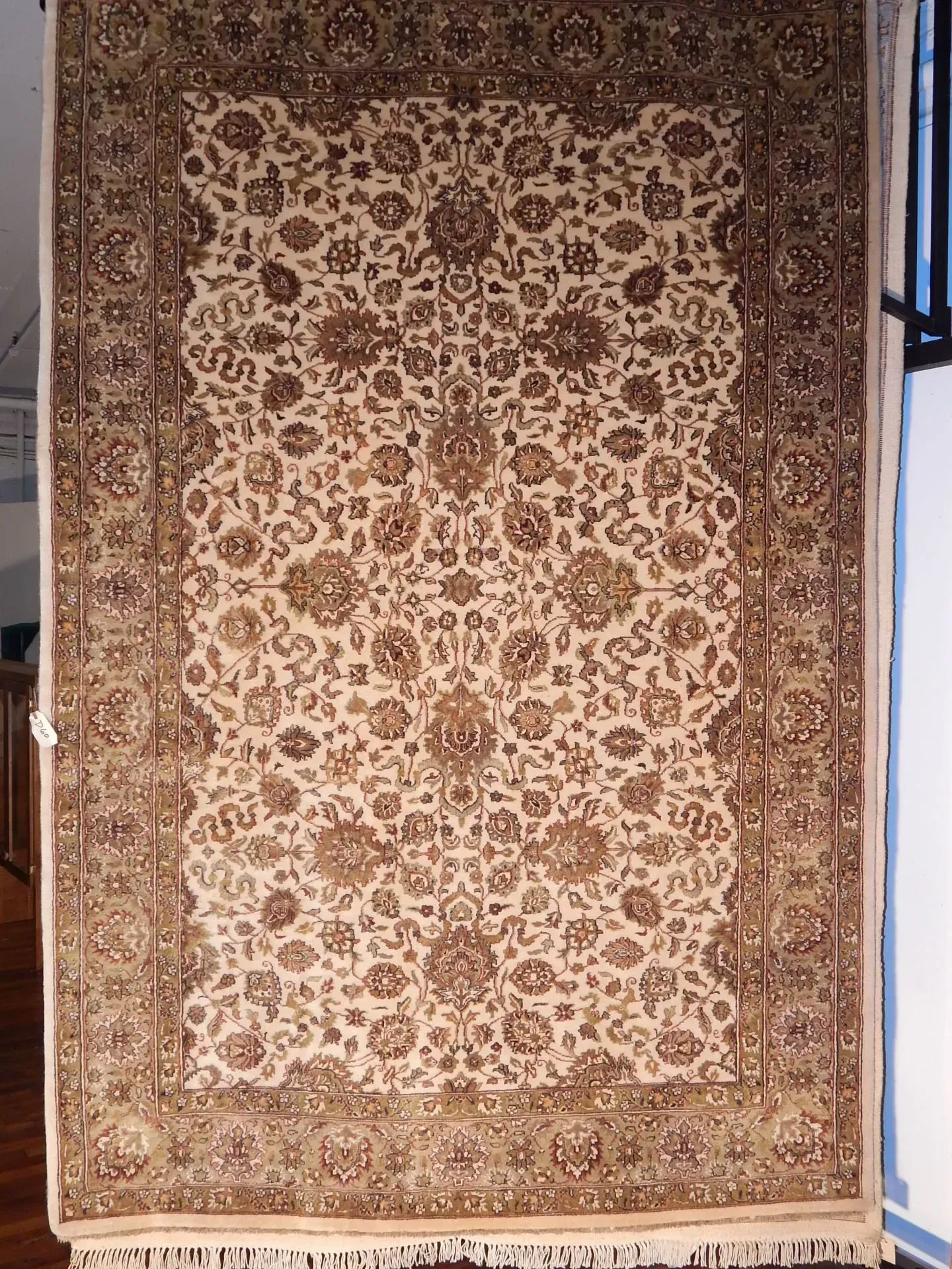 A rug with a detailed pattern on it.