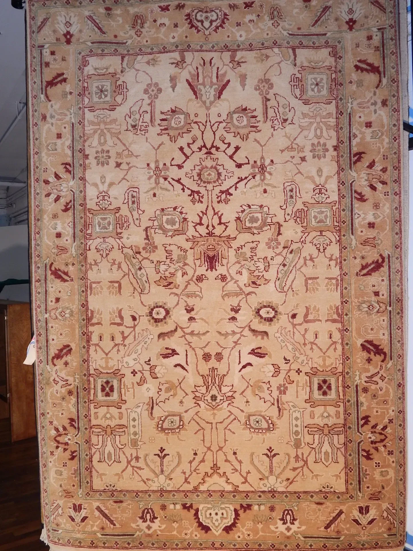 A rug with a detailed pattern on it.