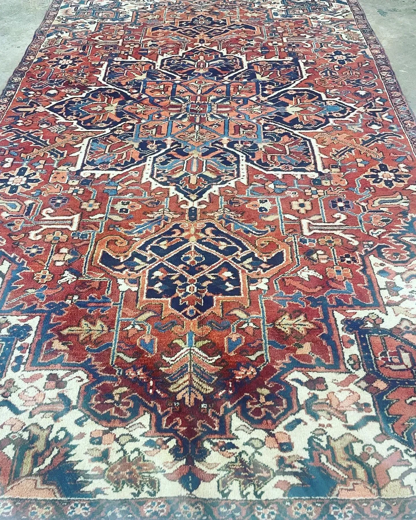 A rug with a detailed pattern on it.