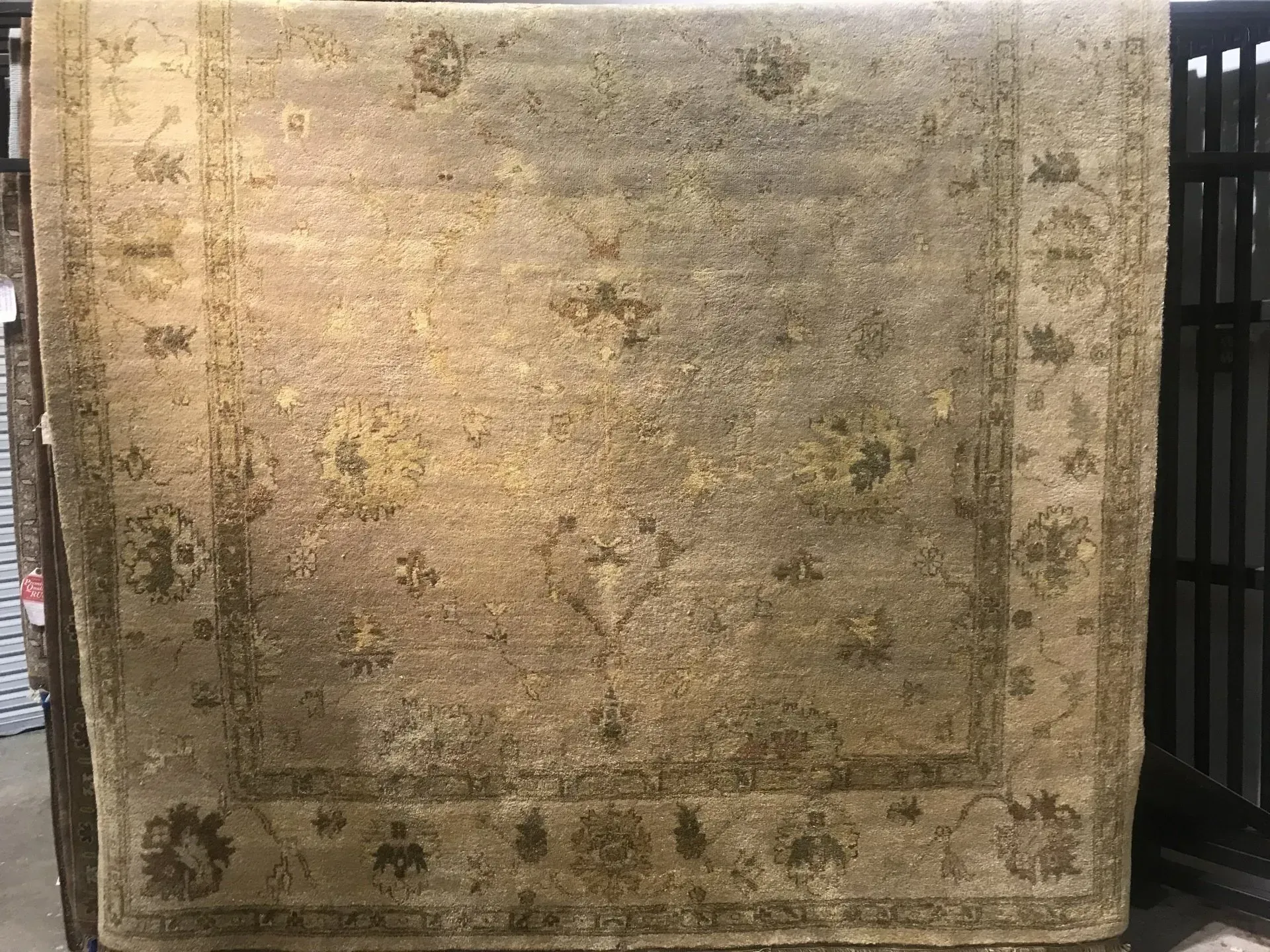 A rug with a detailed pattern on it.