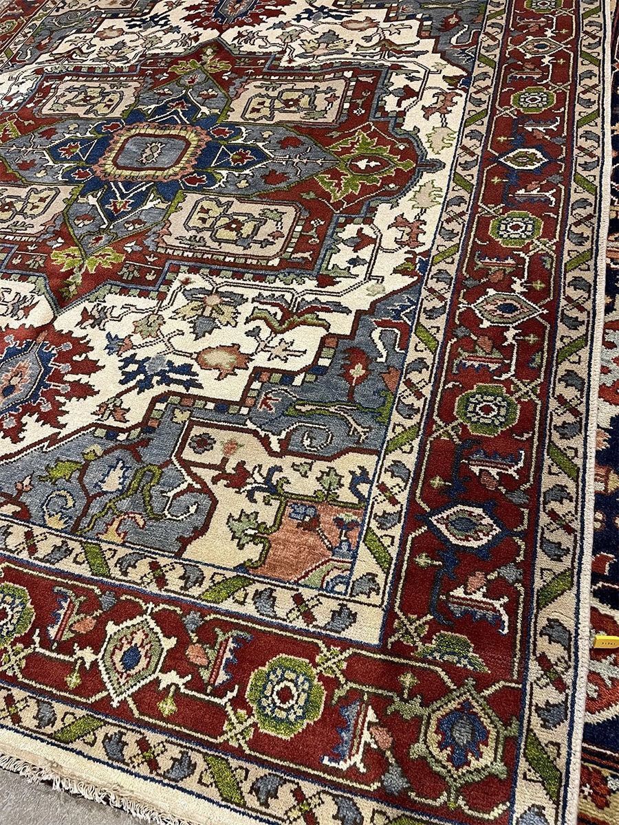A rug with a detailed pattern on it.