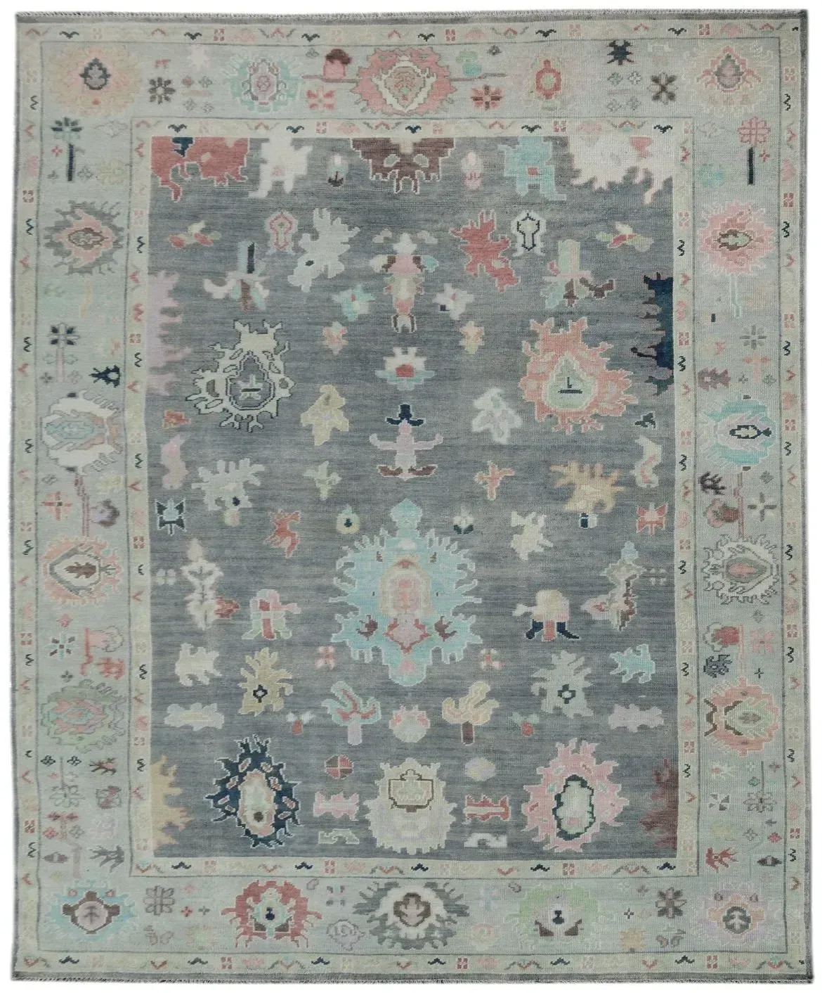 A rug with a detailed pattern on it.