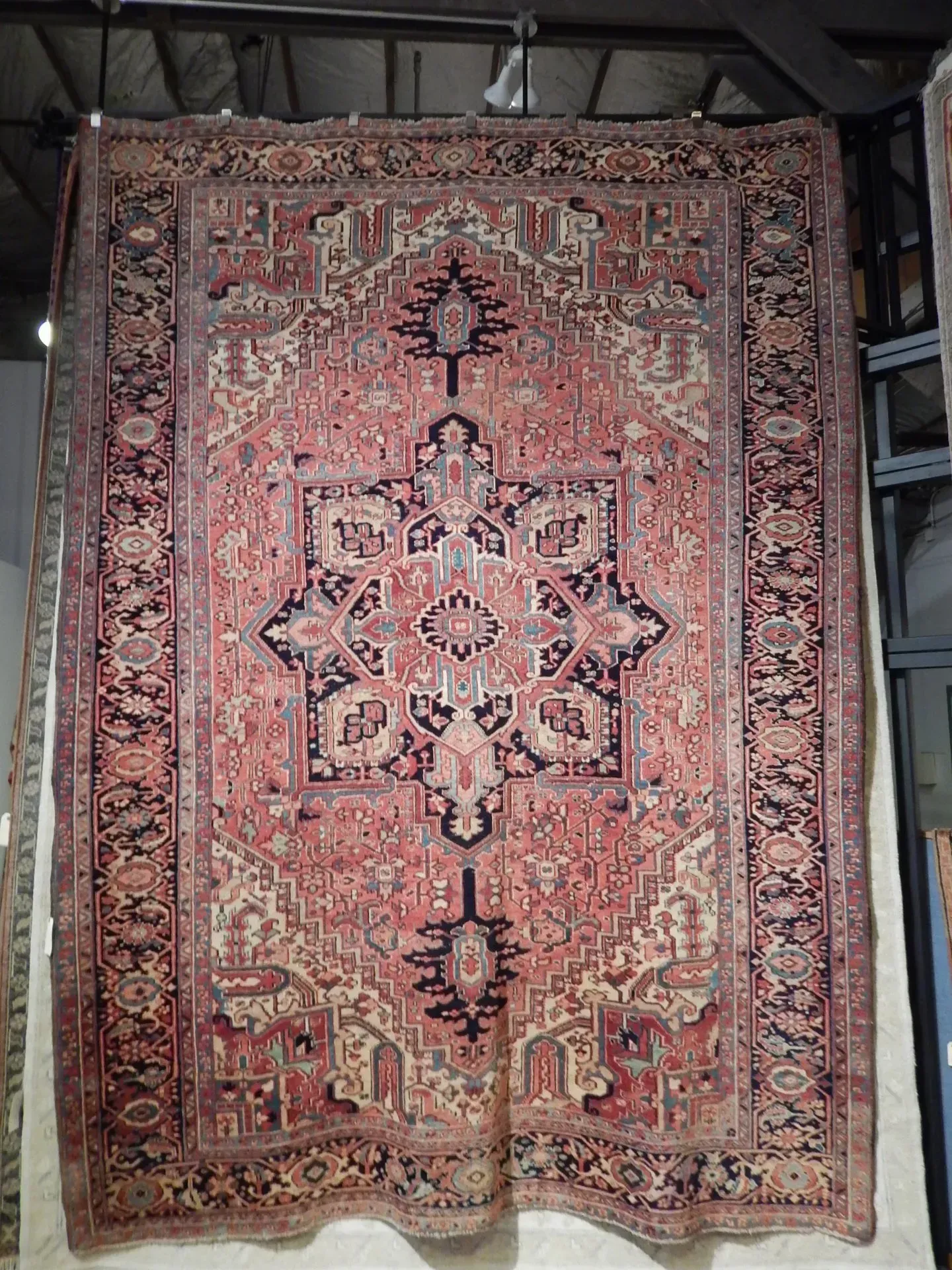 A rug with a detailed pattern on it.
