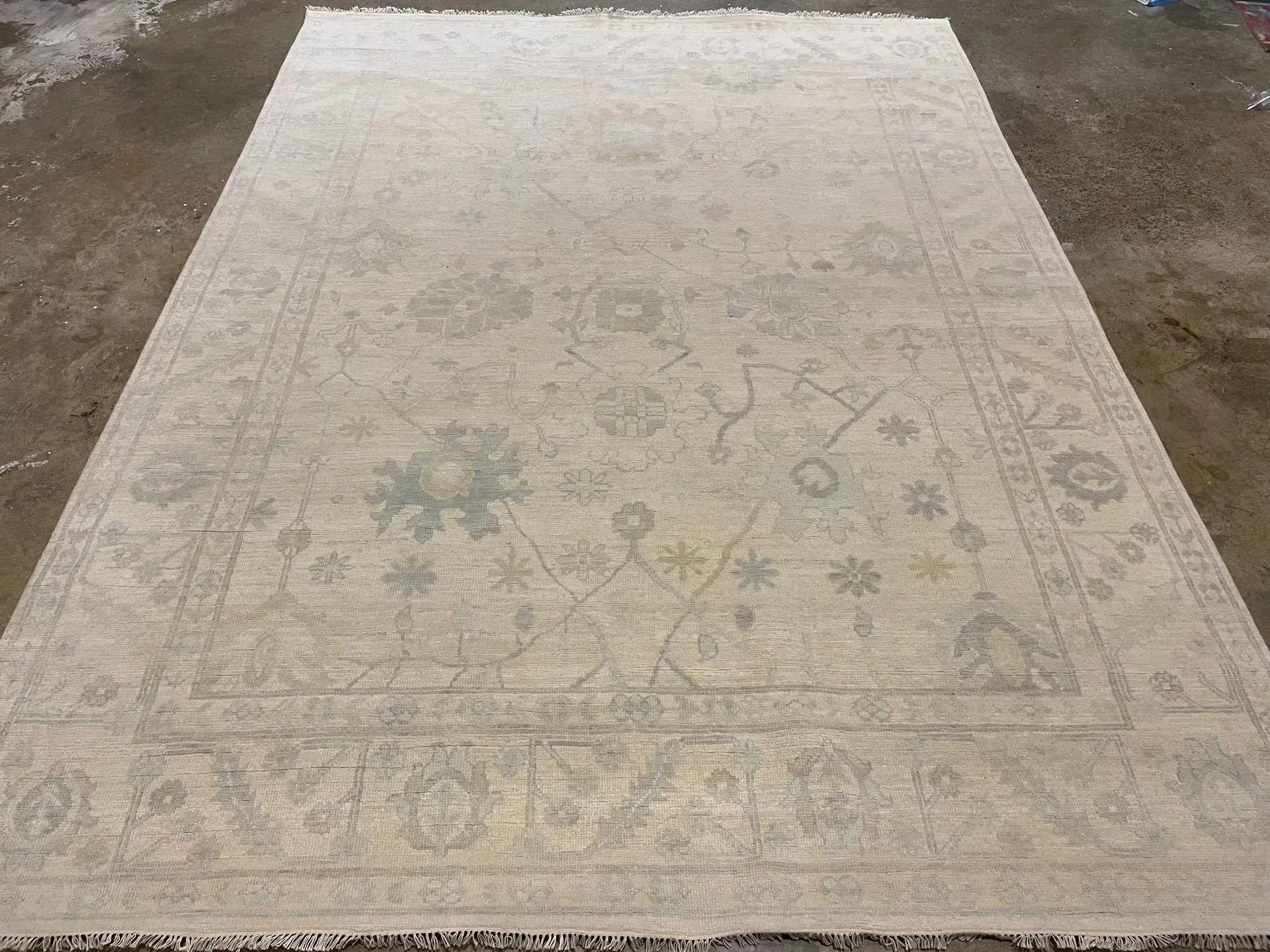 A rug with a detailed pattern on it.