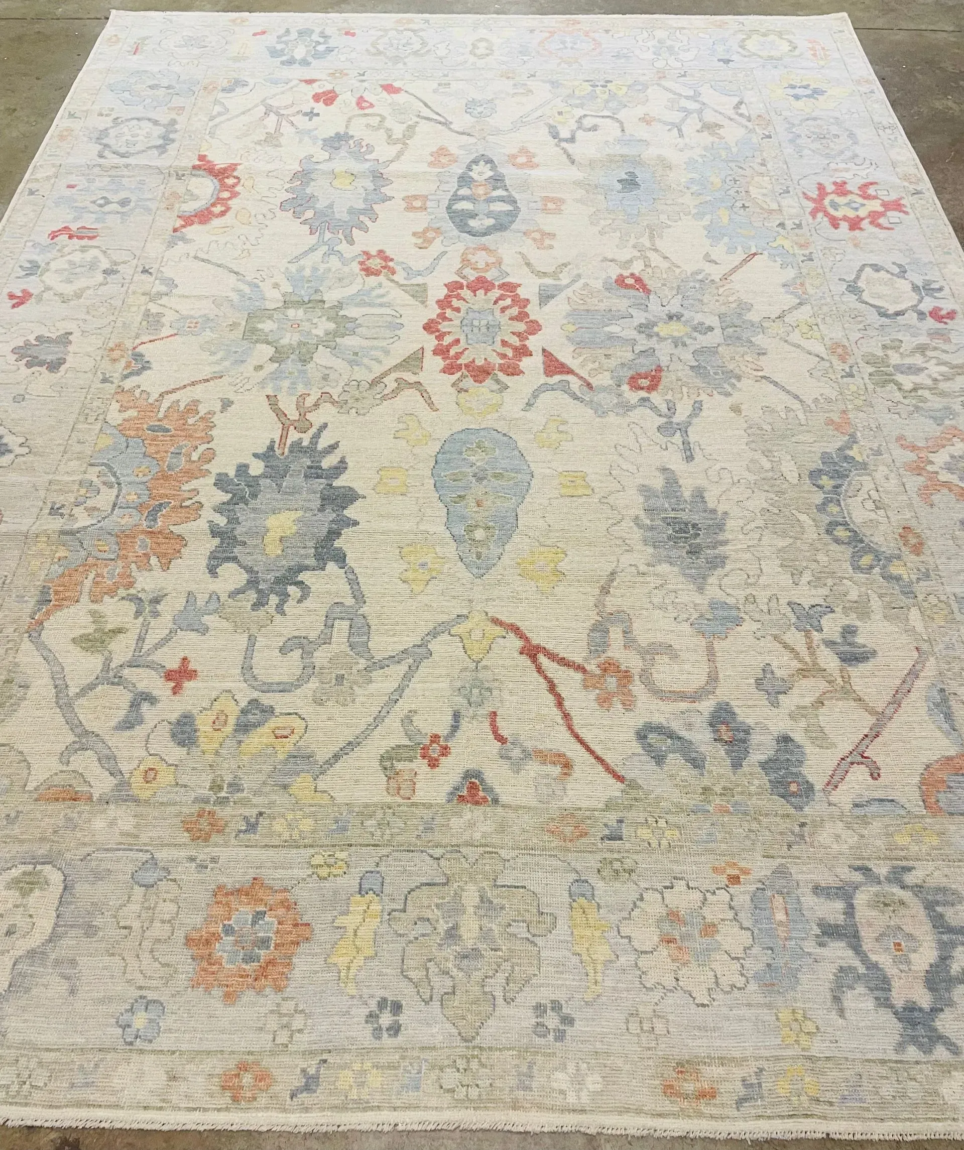 A rug with a detailed pattern on it.