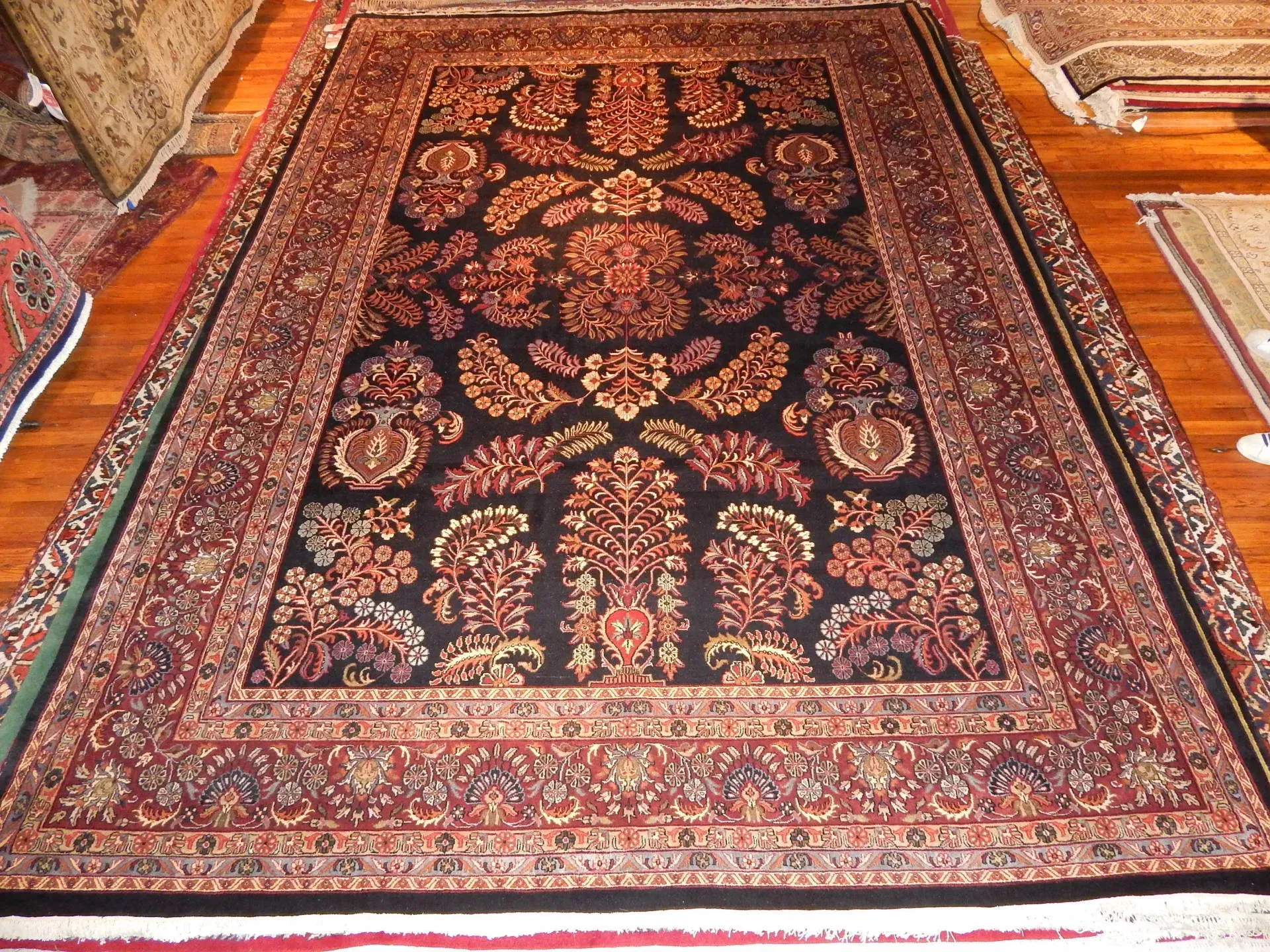 A rug with a detailed pattern on it.
