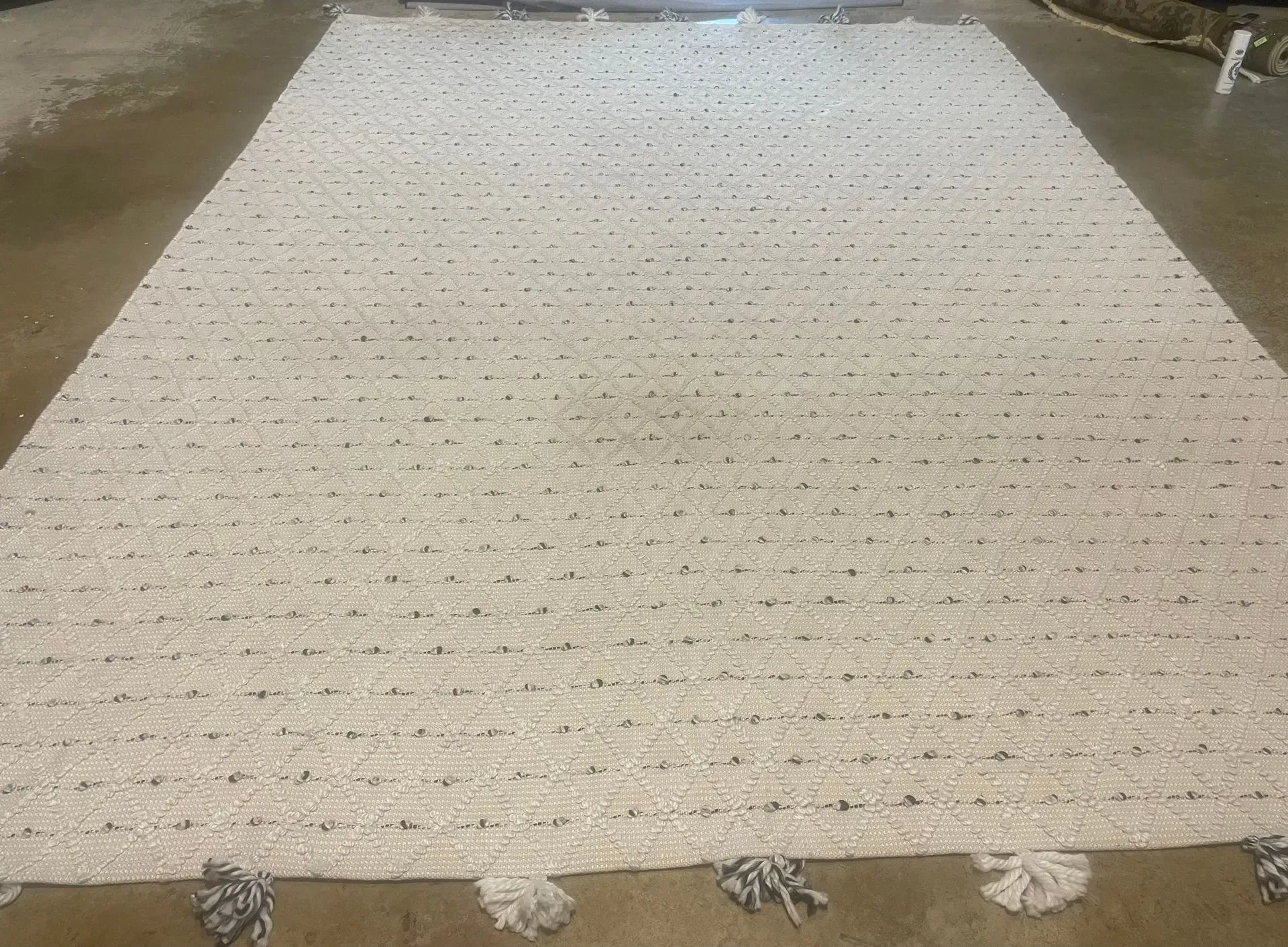 A rug with a detailed pattern on it.