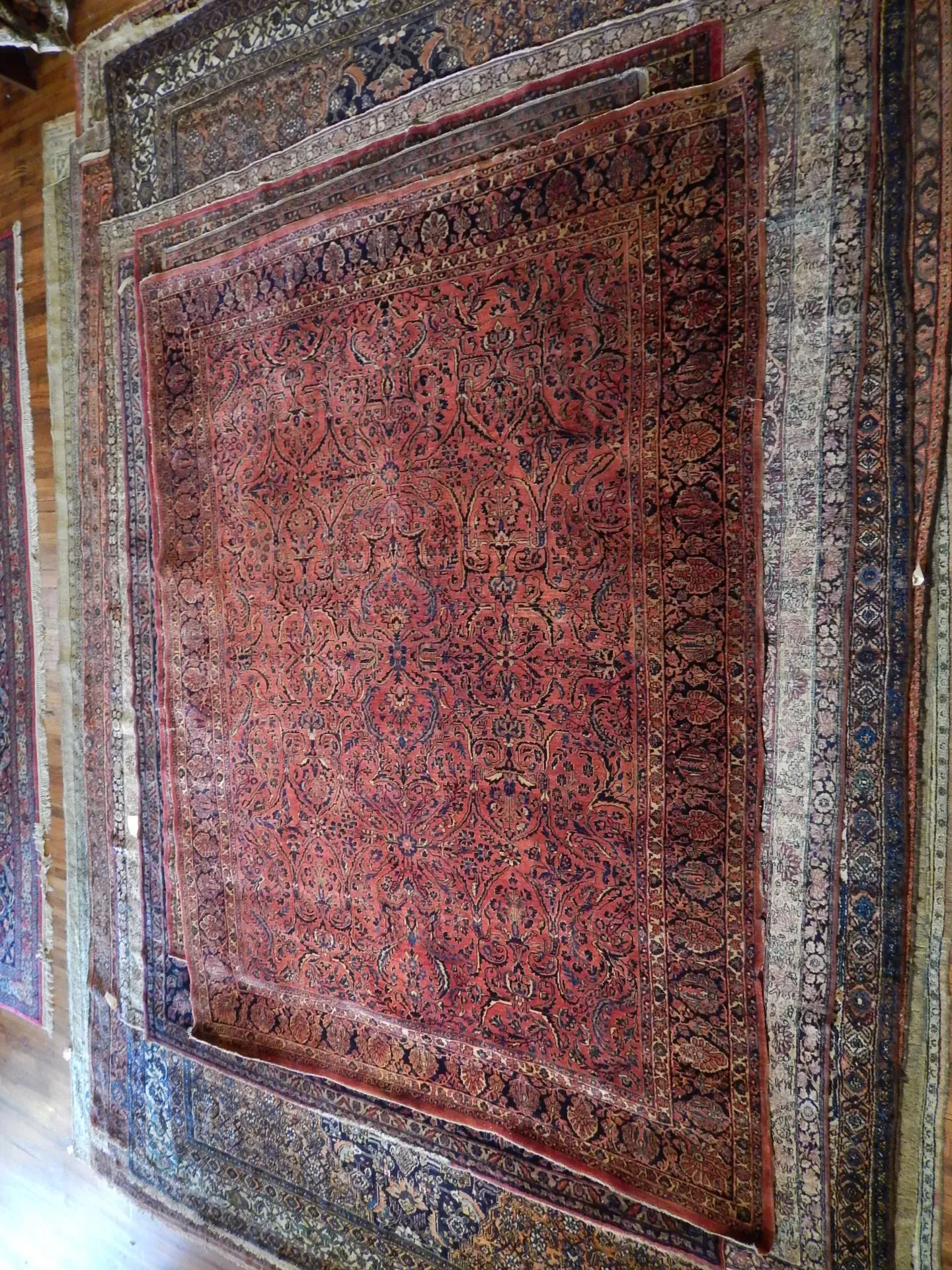 A rug with a detailed pattern on it.