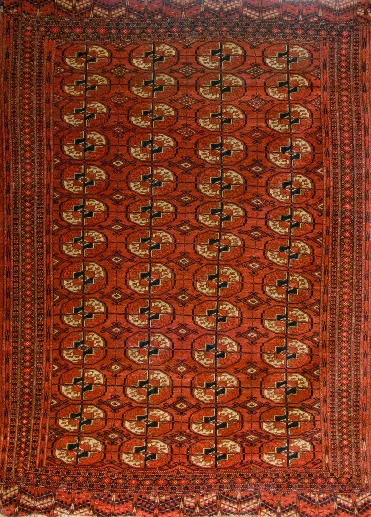 A rug with a detailed pattern on it.