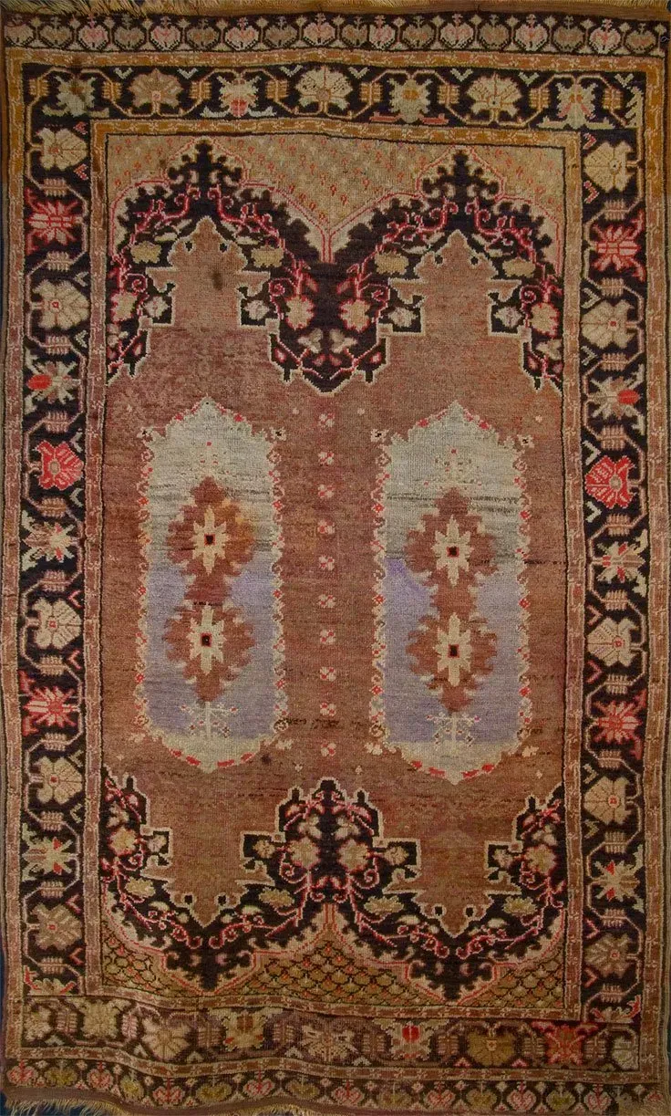 A rug with a detailed pattern on it.