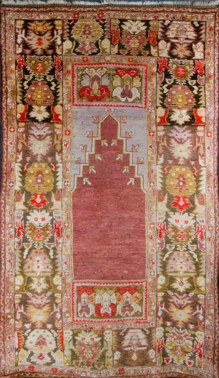 A rug with a detailed pattern on it.