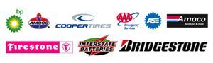 BP | Amoco | Cooper Tires | AAA Emergency Services | ASE | Amoco Motor Club | Firestone Tires | Interstate Batteries  | Bridgestone Tires