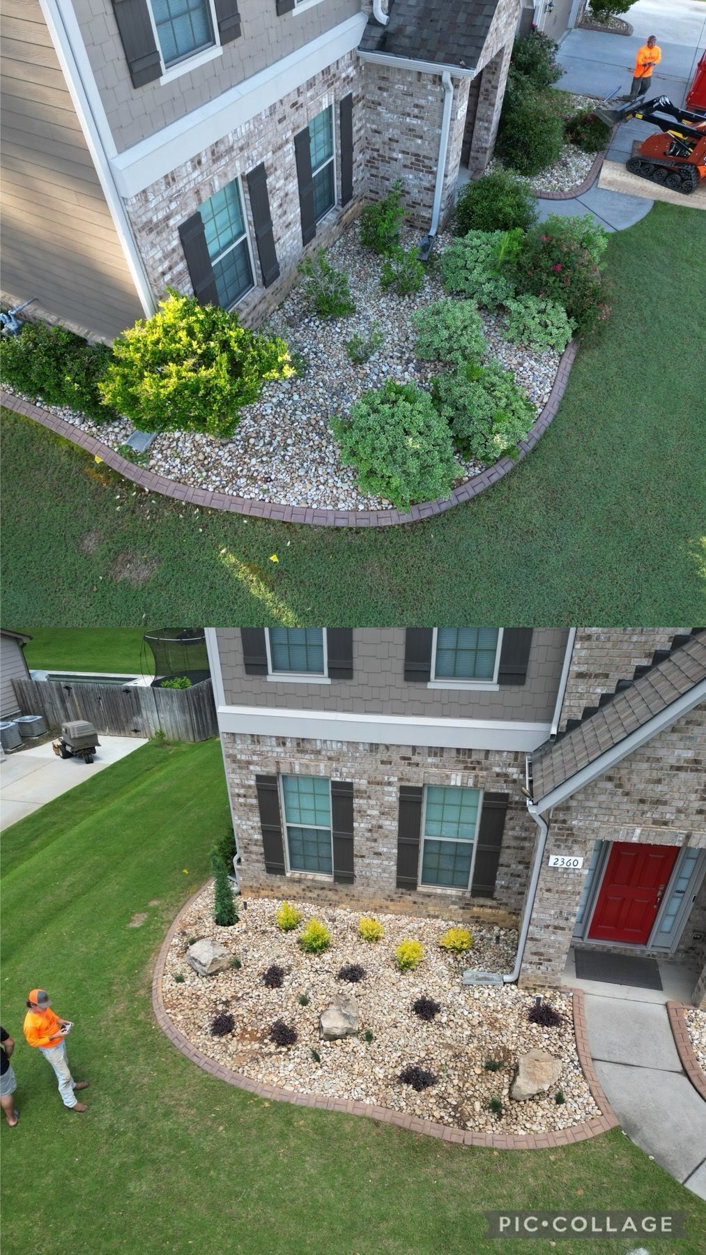 A man is standing in front of a house with a lush green lawn.