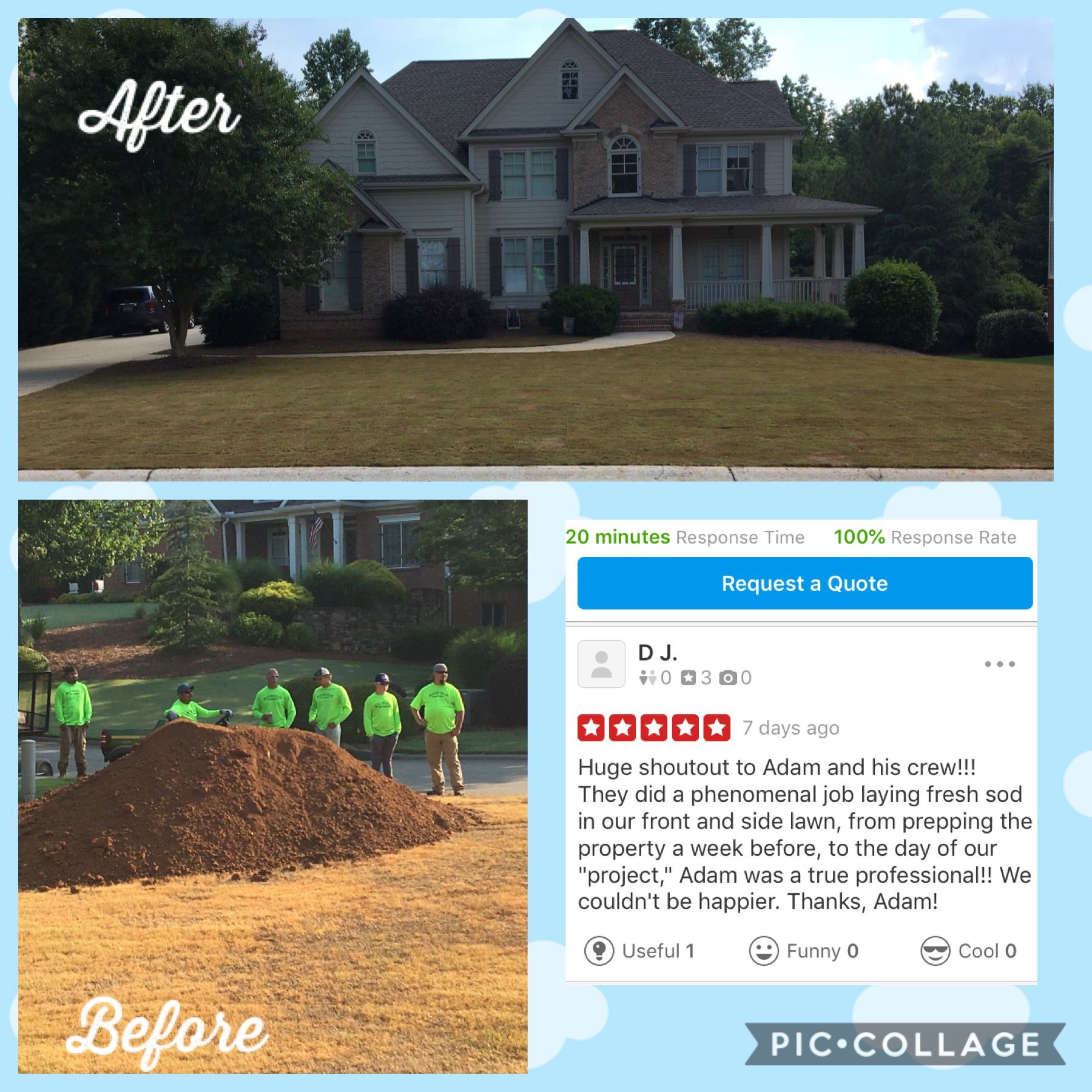 A before and after picture of a house