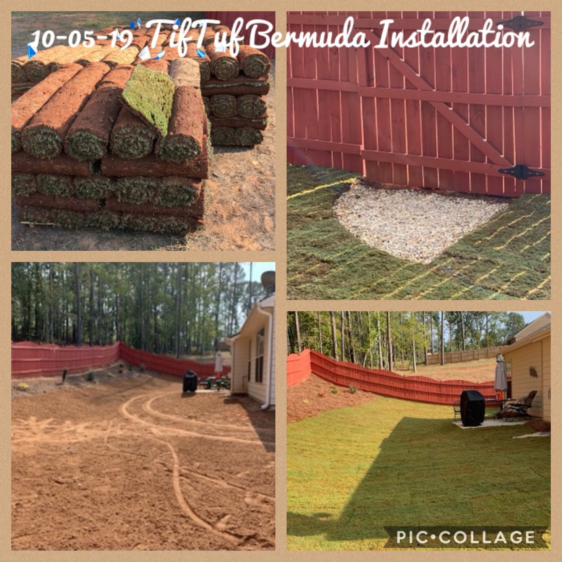 A collage of pictures of a turf installation in bermuda