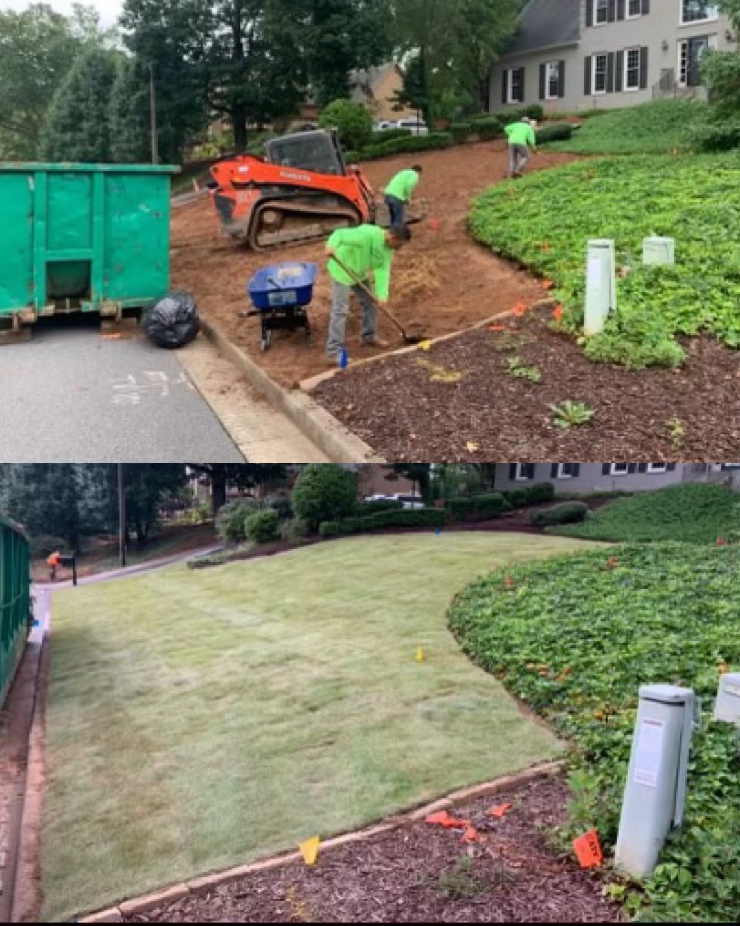 A couple of pictures of a lawn being worked on