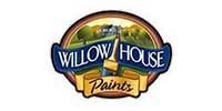 Logo for Willow House Paints featuring a house in a landscape scene.