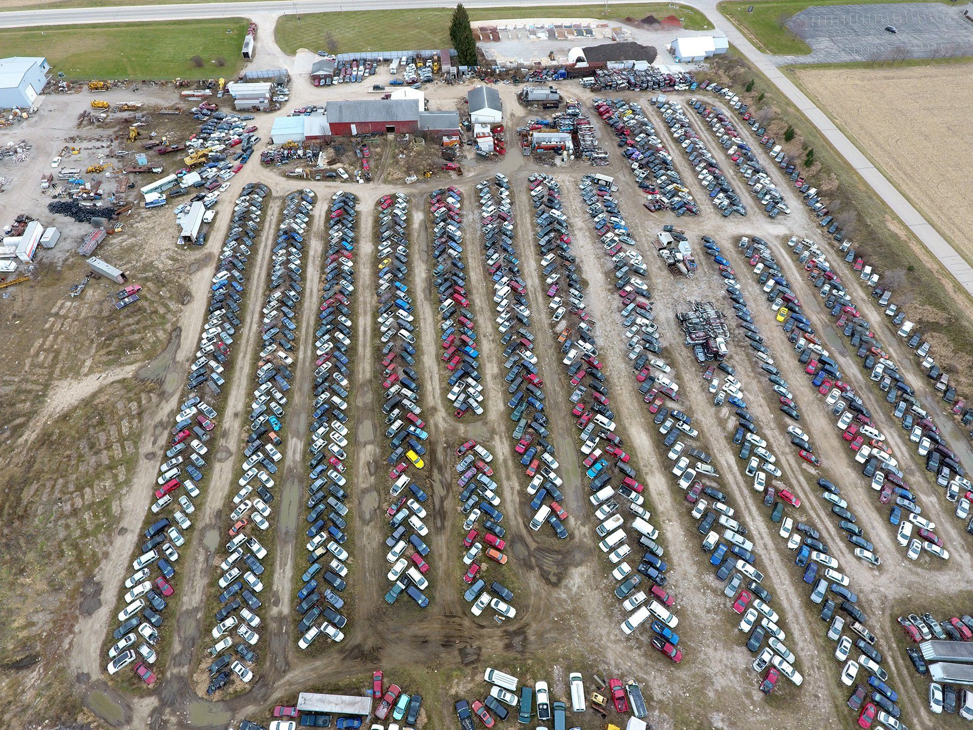 Used cars on a big area