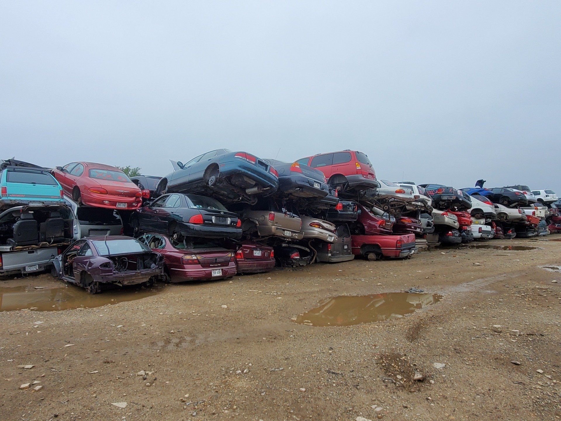 Piled junk cars