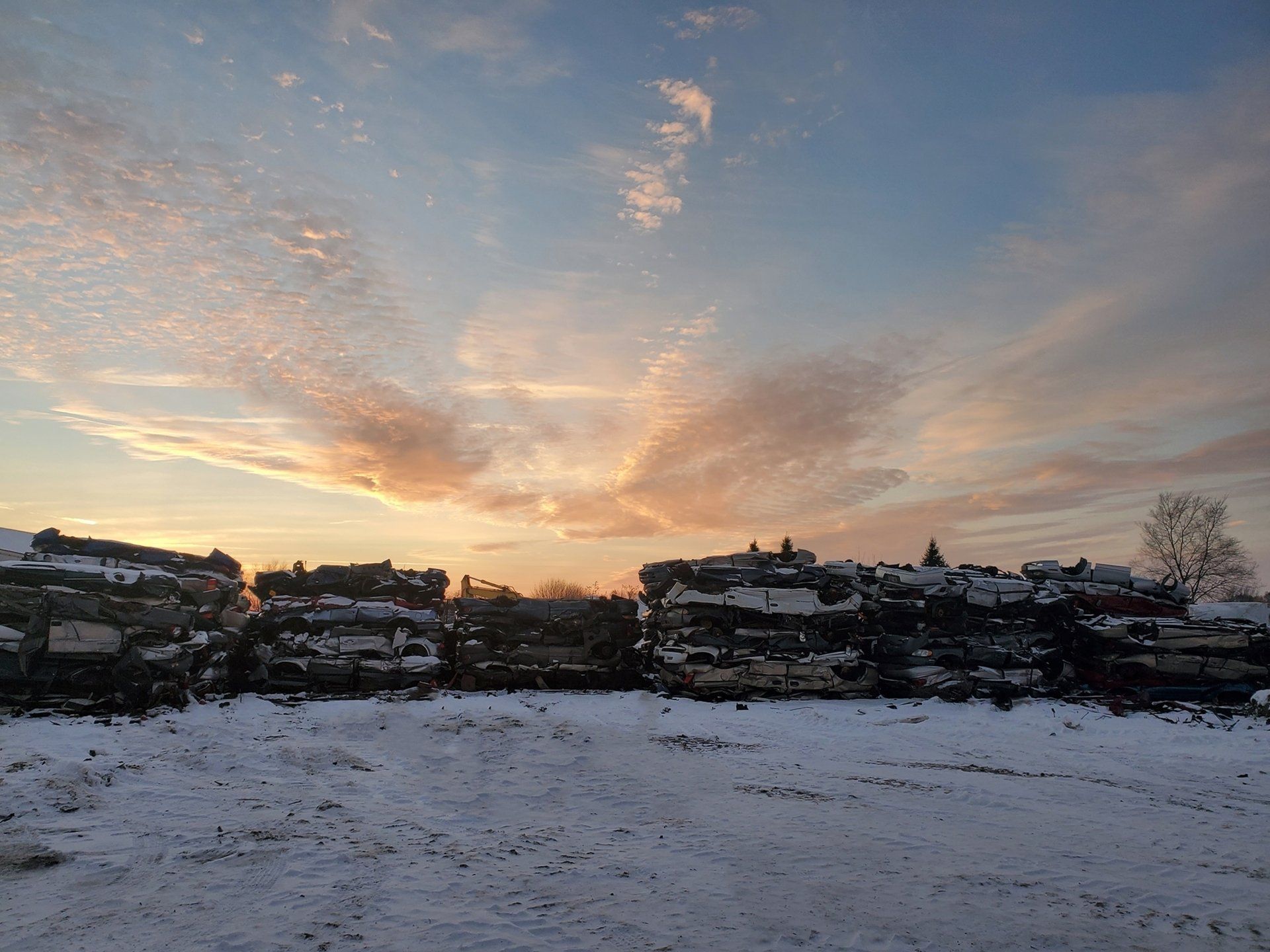 Junk cars and sunset