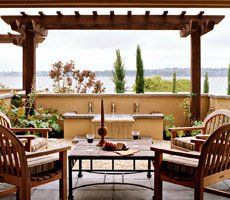 outdoor space with a pergola