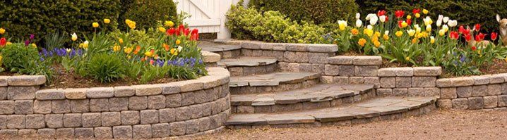 Retaining walls with flowers