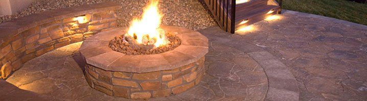 Beautiful stepping stones and fire pit