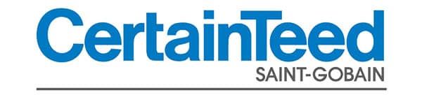 A blue and white logo for certainfeed saint gobain