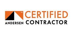 Andersen Certified Contractor logo with orange and black geometric icon and bold text