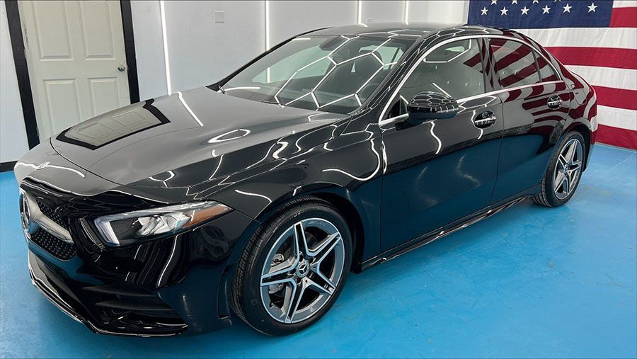 A newly ceramic-coated beautiful black car