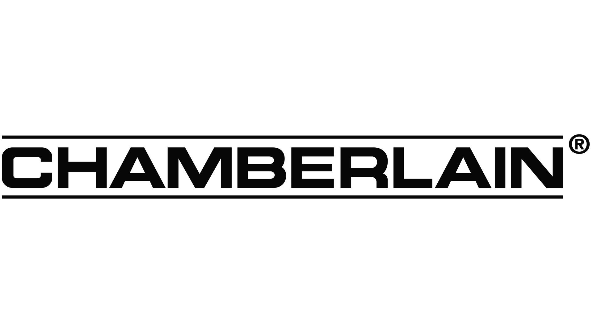 It is a black and white logo for chamberlain.