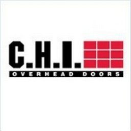The logo for c.h.i. overhead doors is black and red.