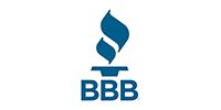 BBB logo with blue flame icon above bold blue letters on a white background