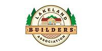Lakeland Builders Association circular logo with green trees and tan banner text