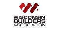 Wisconsin Builders Association logo with red roof icon and black text on white background