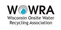 WOWRA logo with black text and a blue water droplet icon, Wisconsin Onsite Water Recycling Association