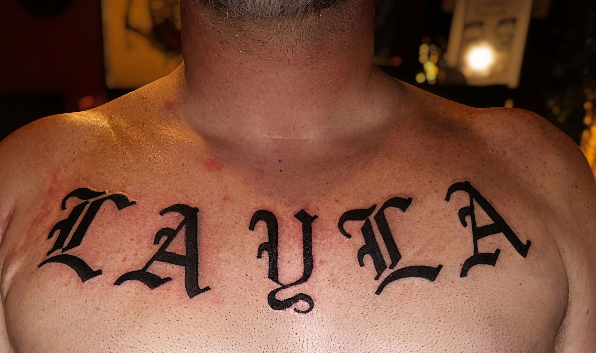 Chest tattoo: 