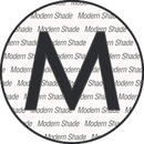 Black &ldquo;M&rdquo; inside a circle over a repeating &ldquo;Modern Shade&rdquo; background.